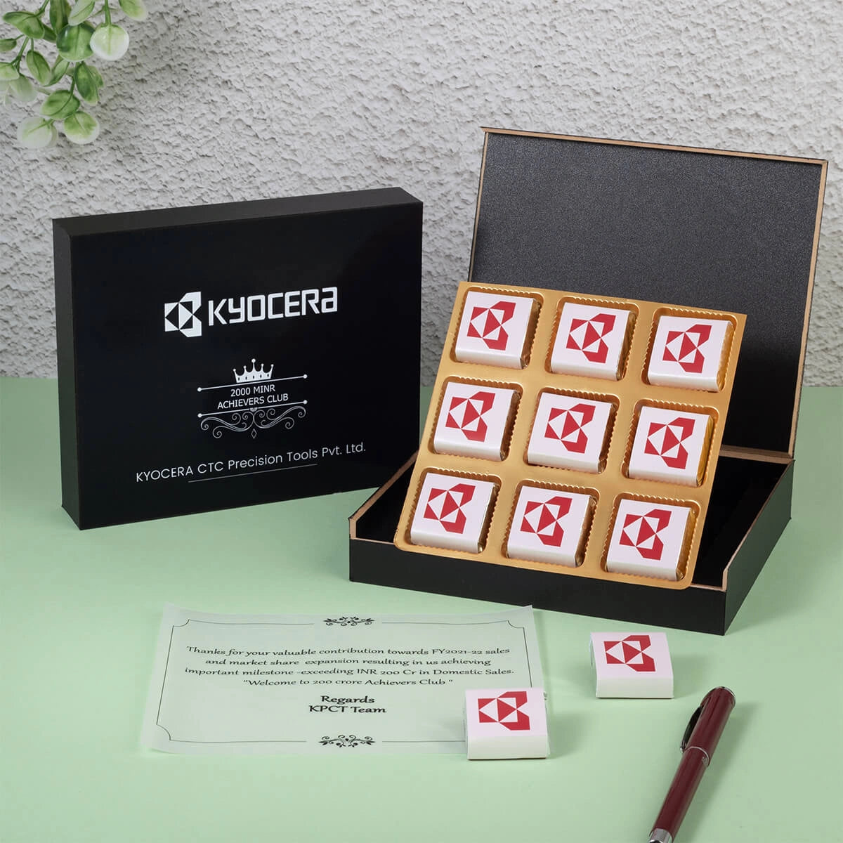 Custom 9-piece chocolate gift box for unique corporate gifting