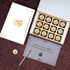 Customized black MDF box with logo chocolates arranged for Thanksgiving corporate gifts