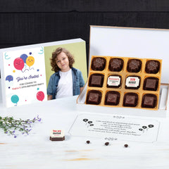 Elegant 12 chocolate invitation box designed for adult birthday celebrations