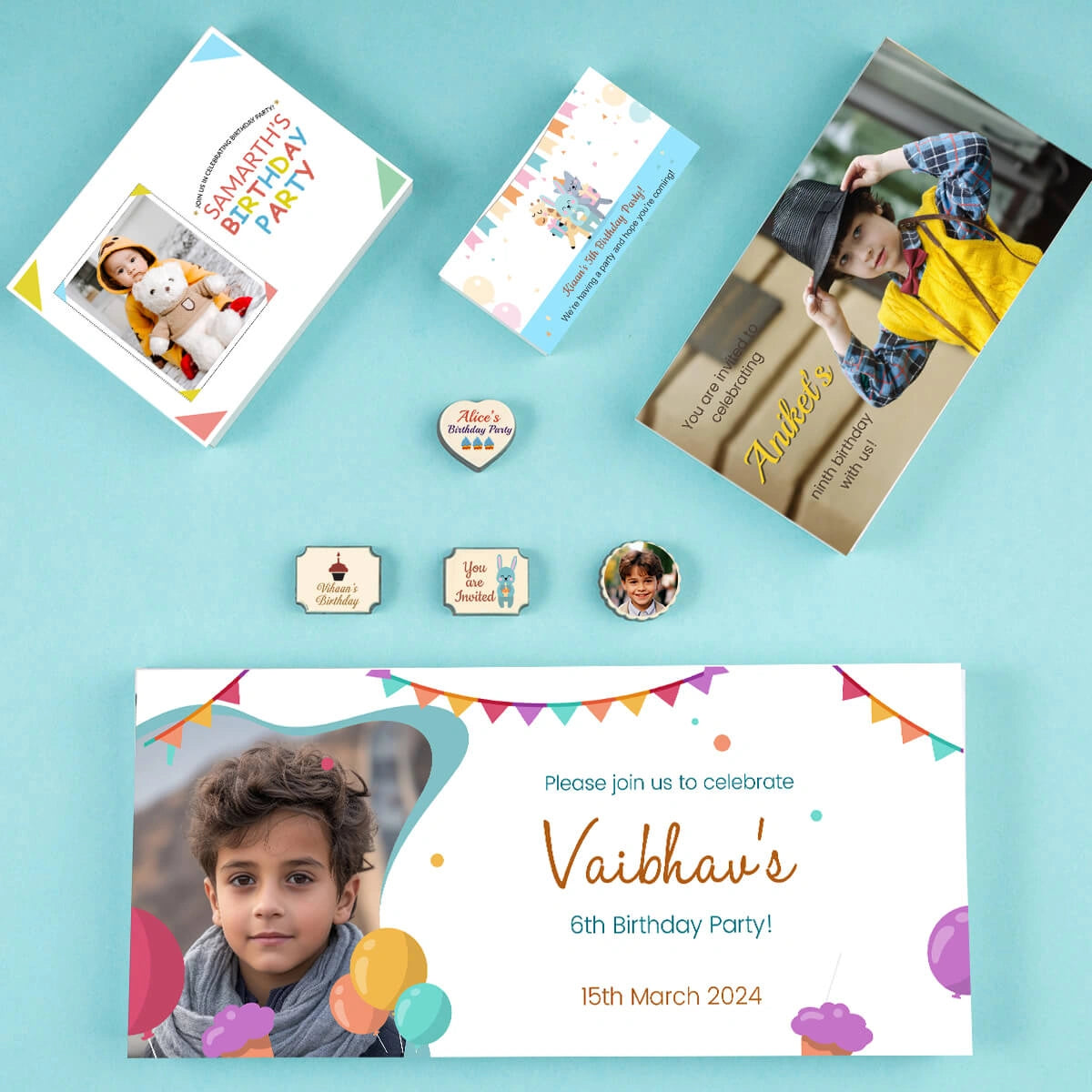 Elegant chocolate box for photo birthday party invitations with personalized messages