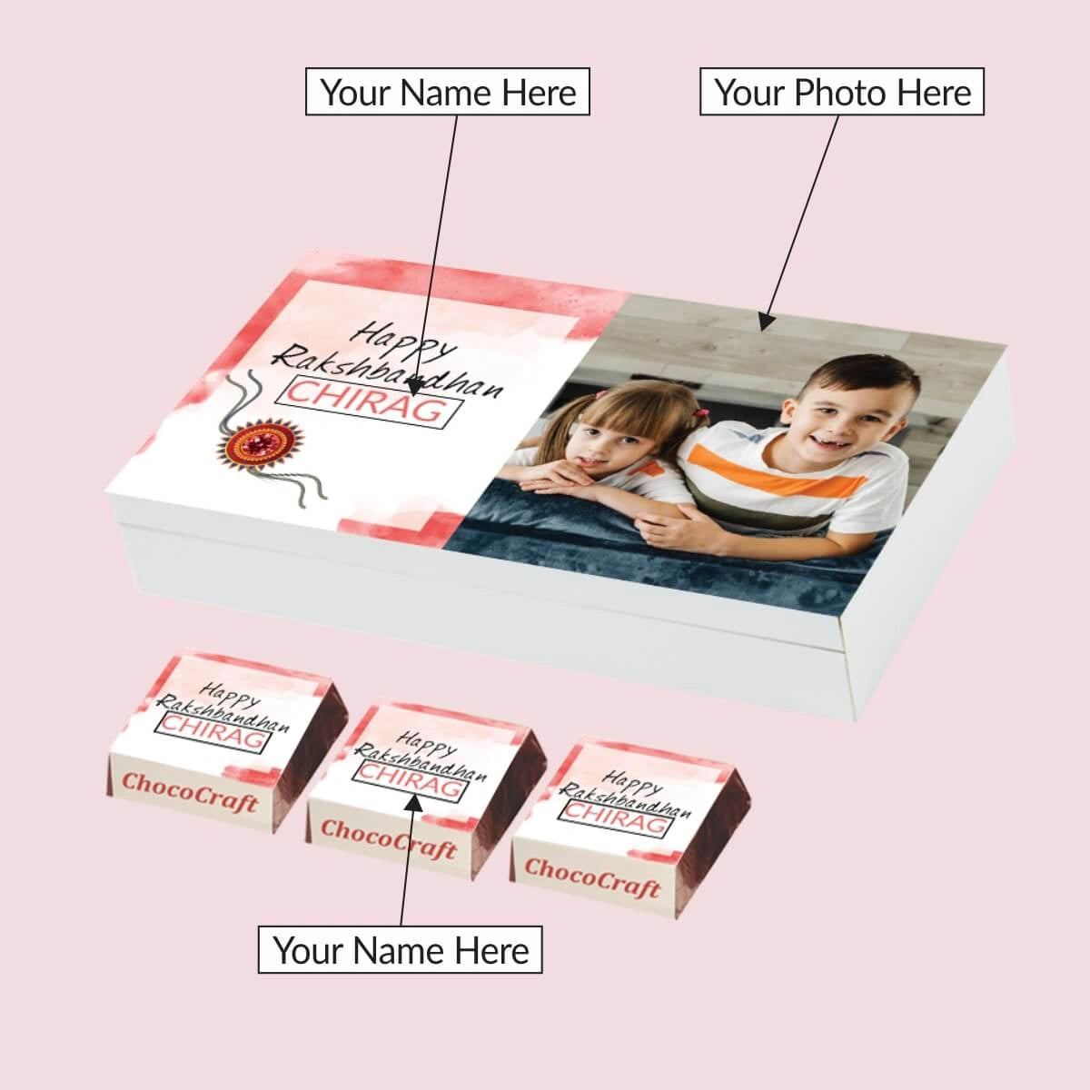 Engraved lid on unique rakhis online box