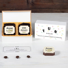 Inside look at printed chocolates from first birthday invitations online bulk set