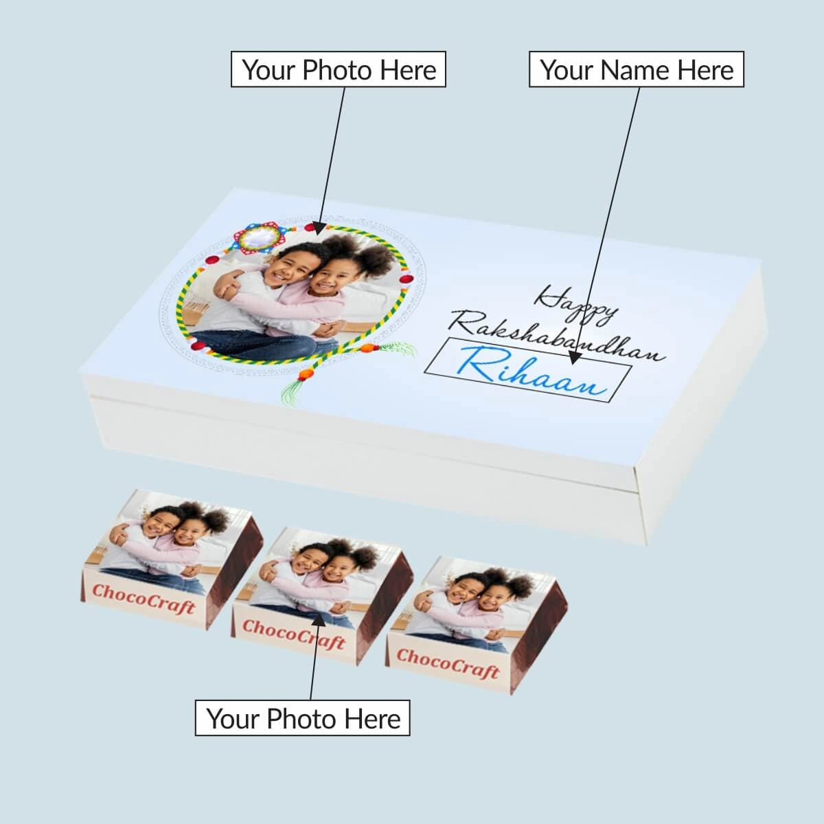 Flat-lay showing rakhi for Rakshabandhan sweets