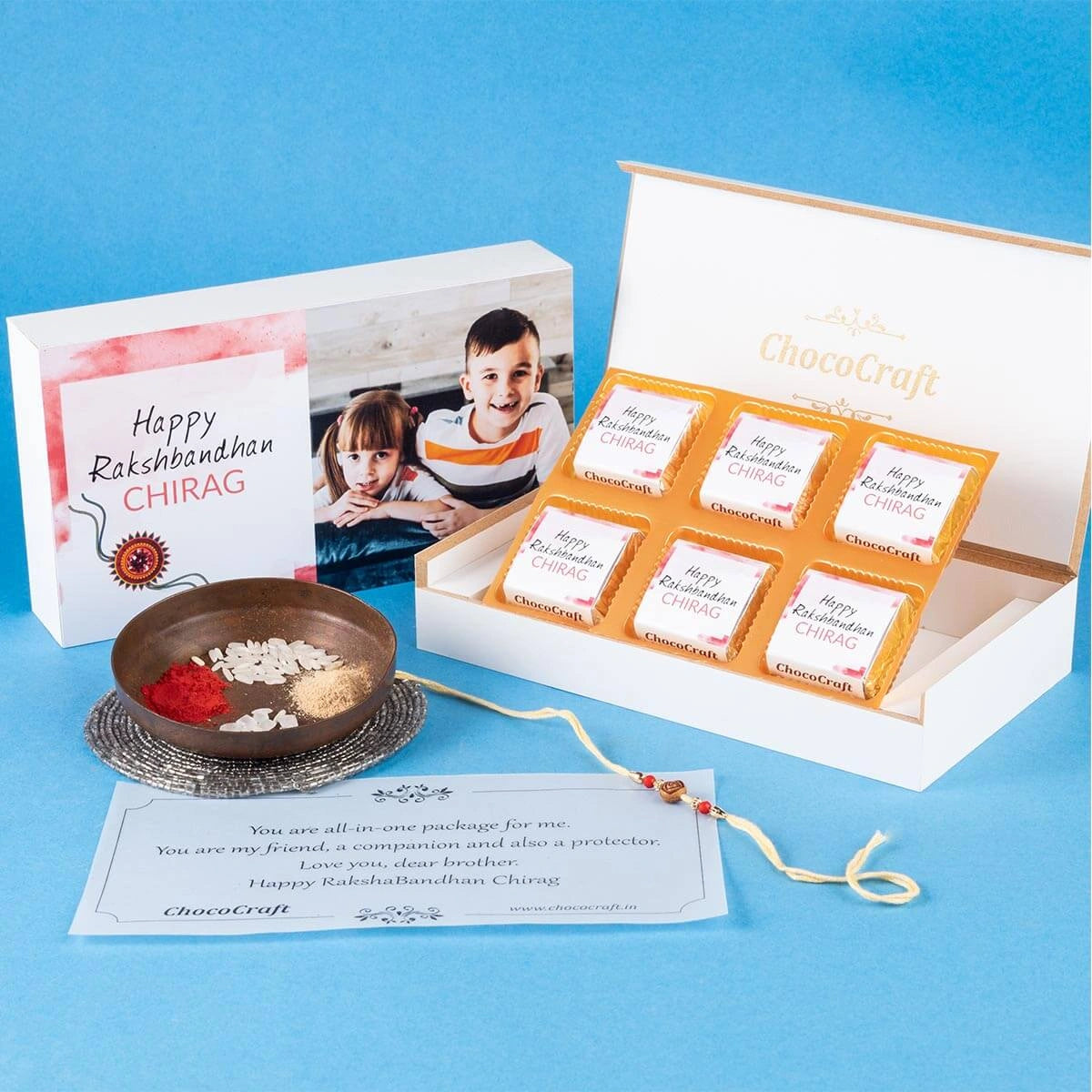 Flat-lay showcasing unique rakhis online