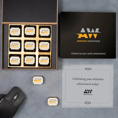 Gift box placed on desk, showcasing corporate gifting