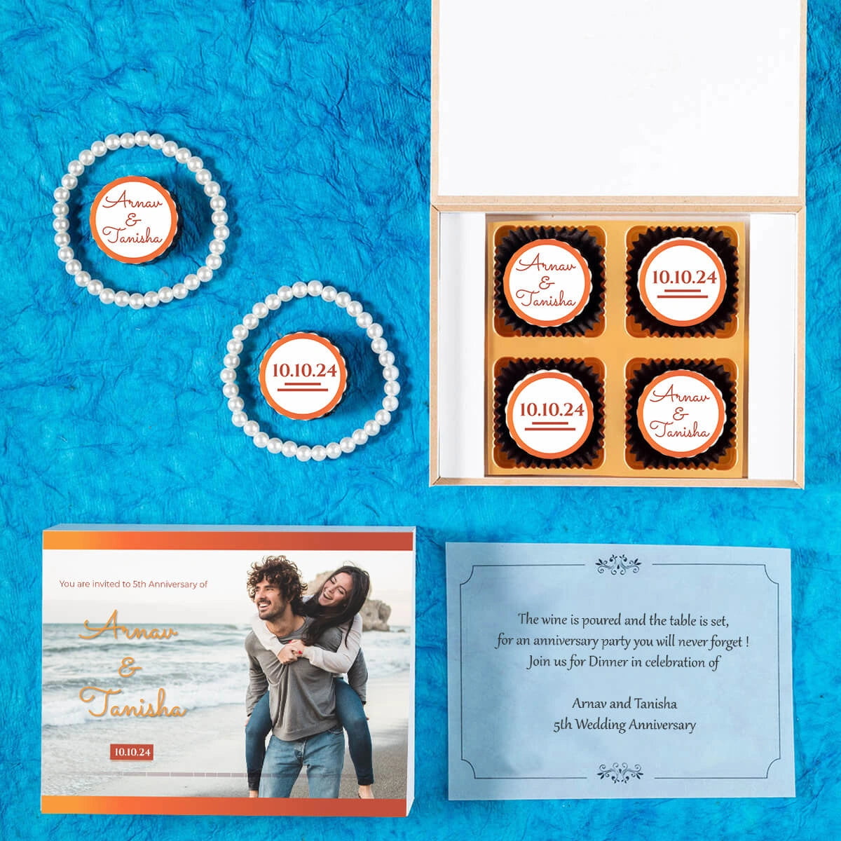 Personalized indian wedding anniversary invitation card in box