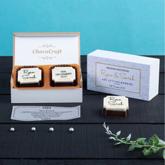 Front view of 2 chocolate box – elegant Indian wedding invitation card design