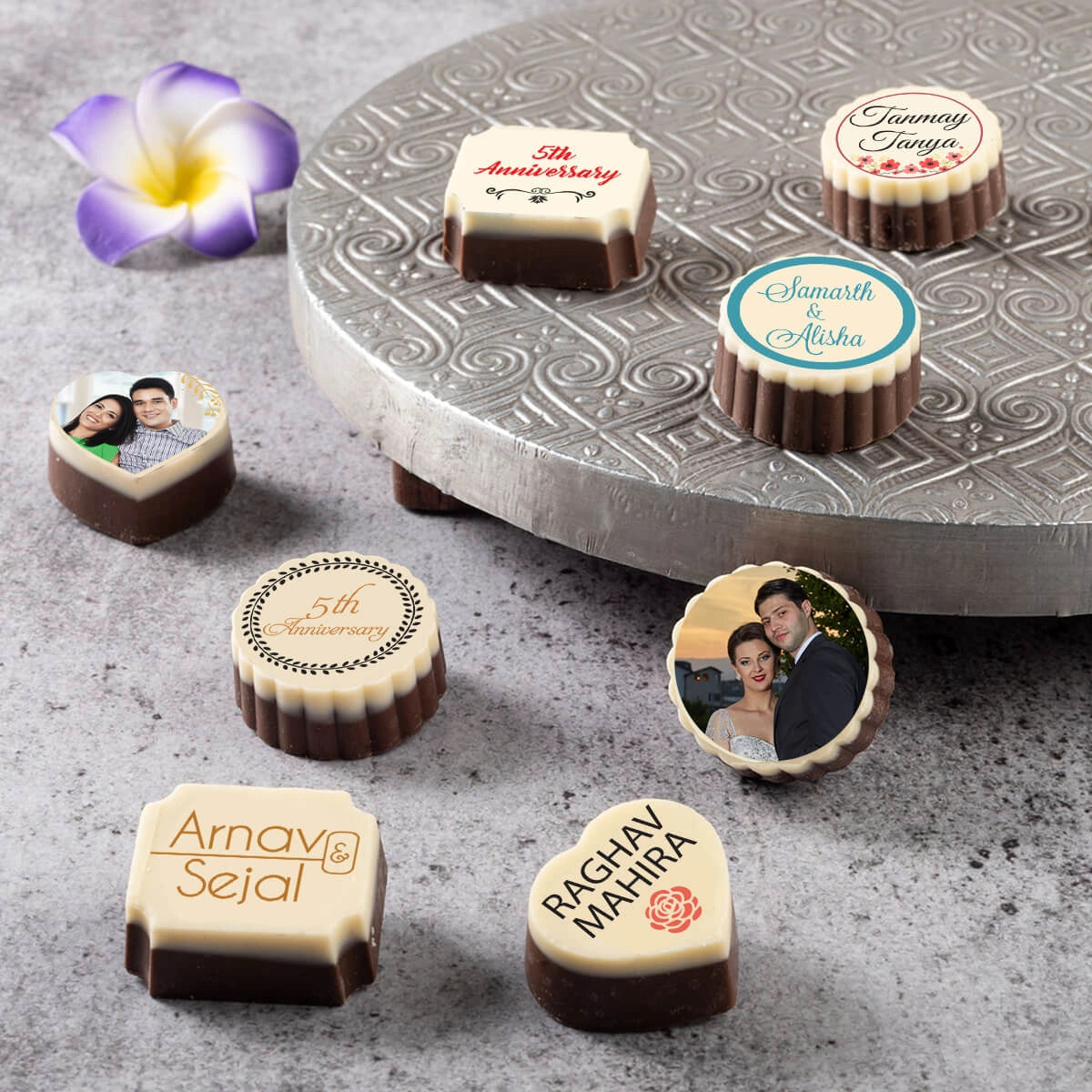 Floral Anniversary Invitation with Chocolates