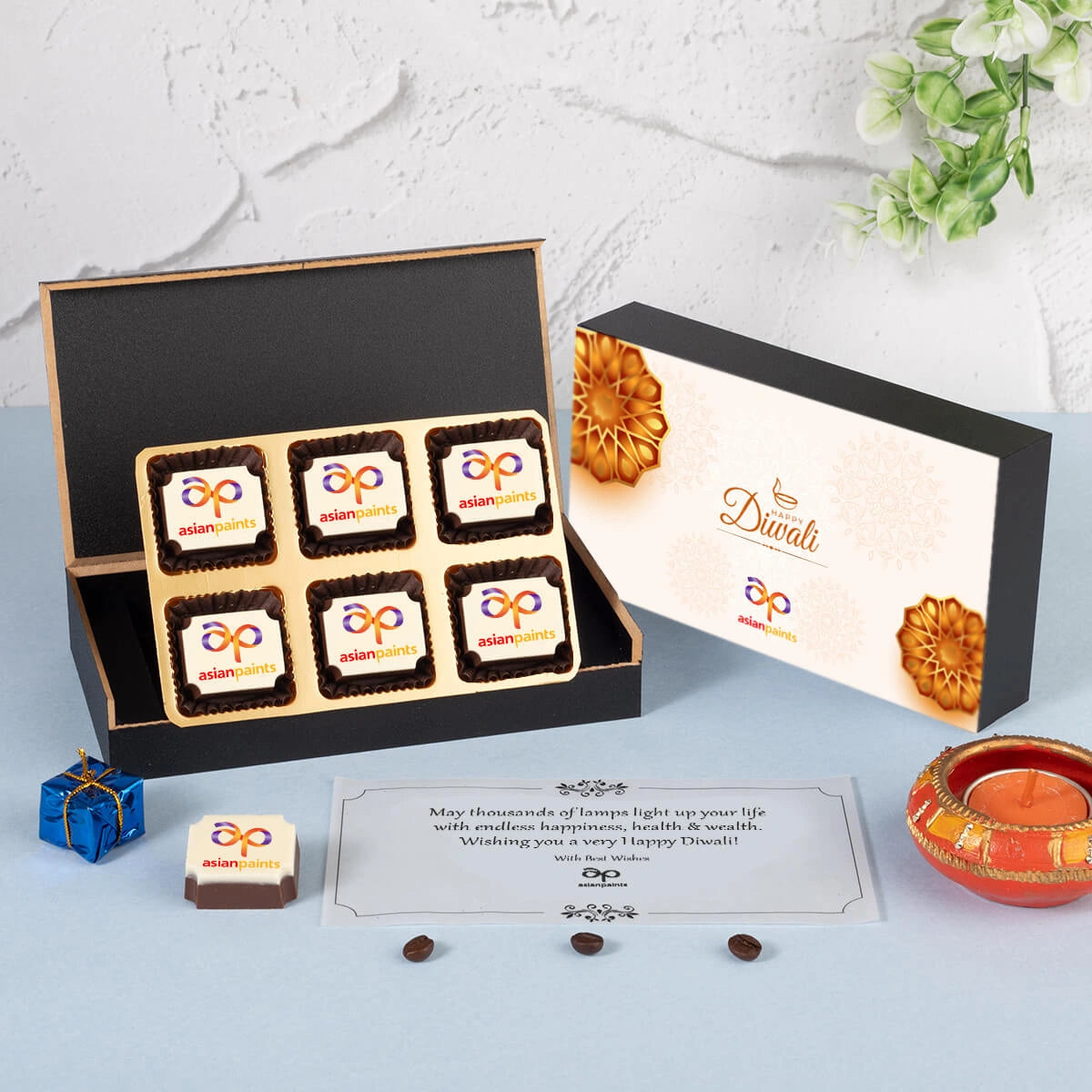 Logo-printed chocolates – professional Diwali gift for corporate clients