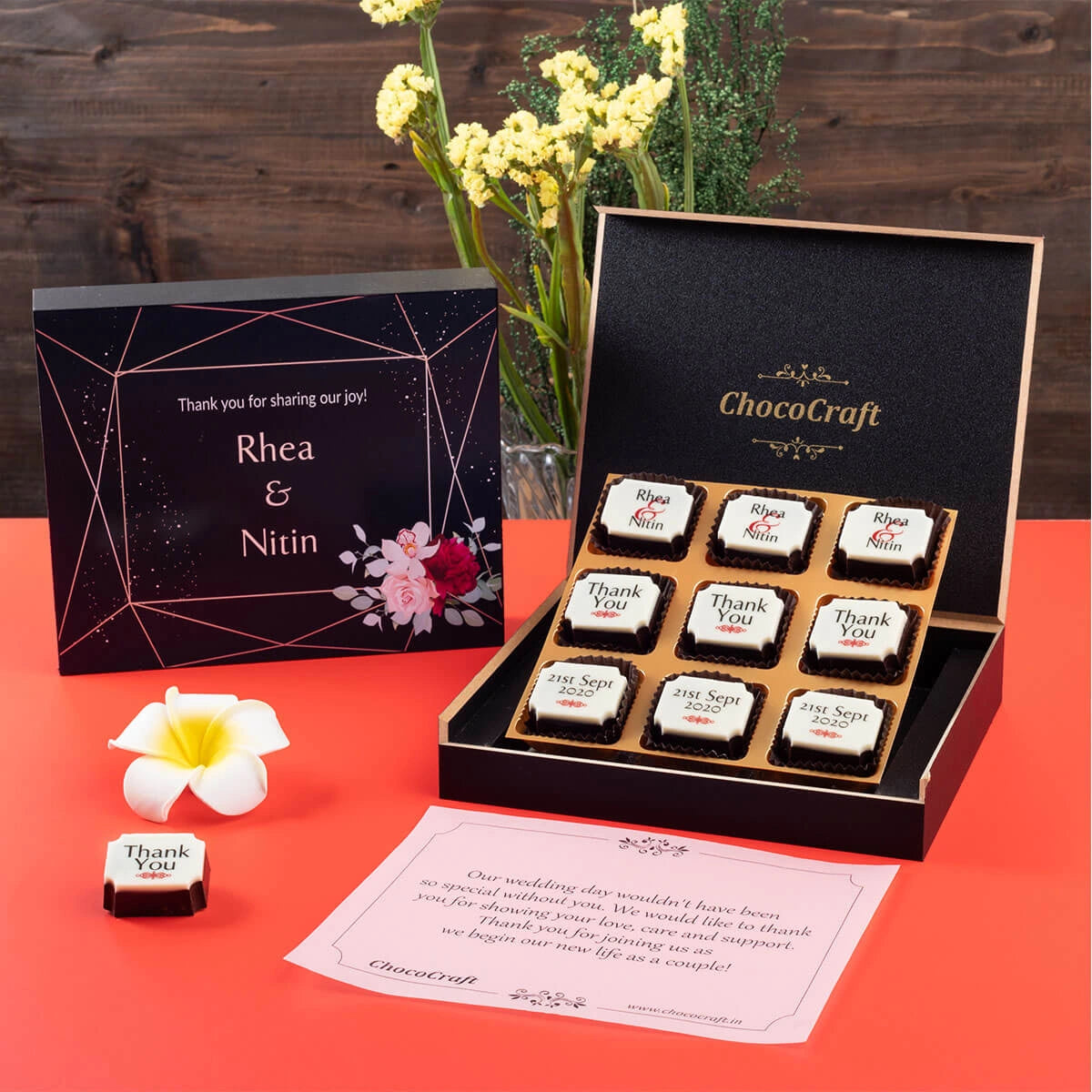 Marriage return gifts under Rs 1000 – printed chocolate gift box