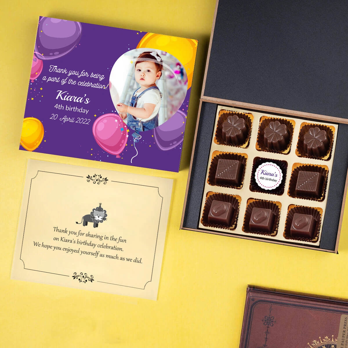 Middle printed chocolate return gift for birthday celebration