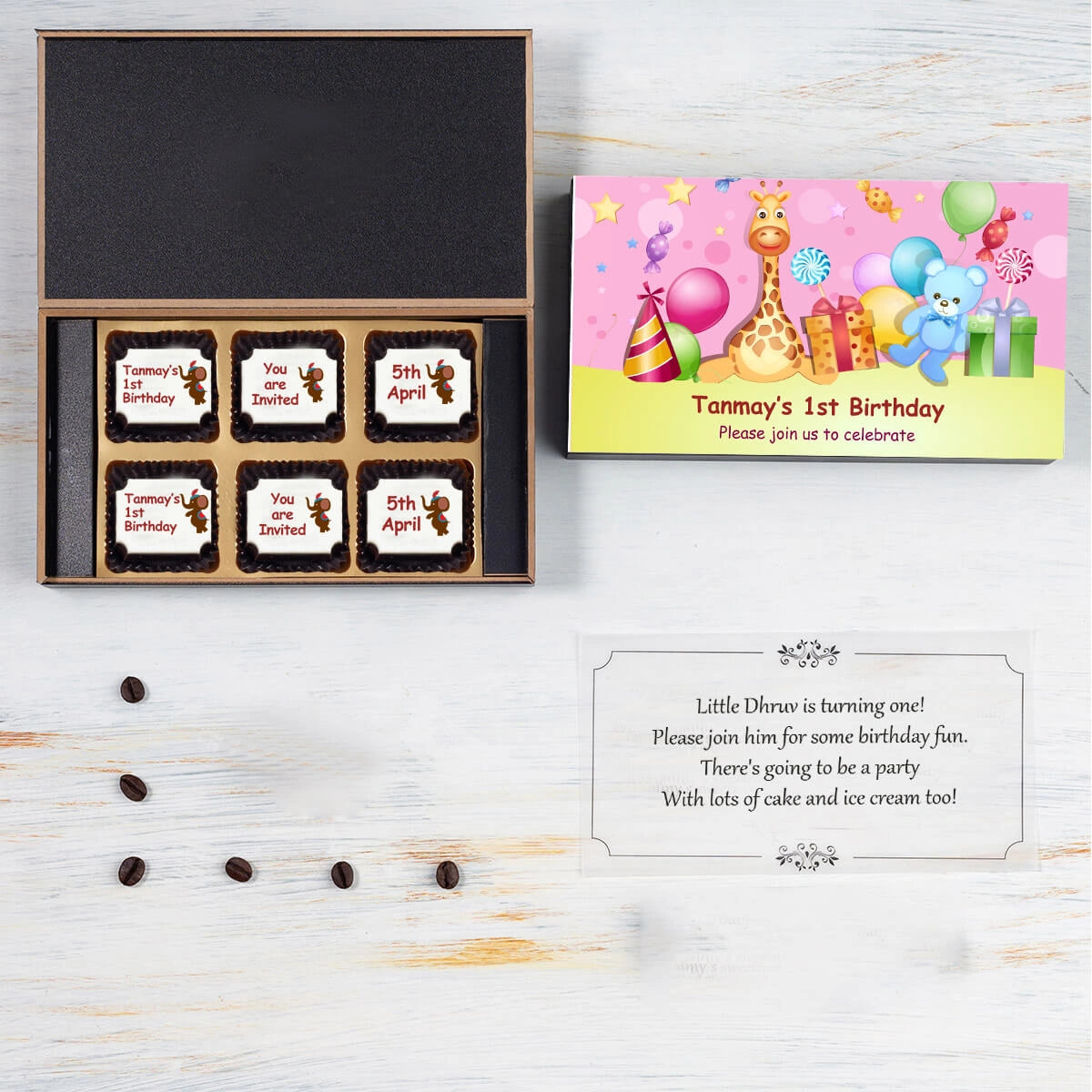 Online design interface for personalised 1st birthday invitations