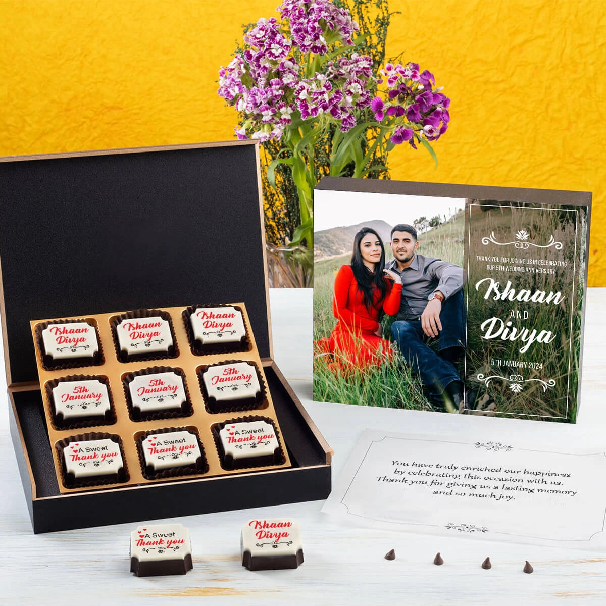 Personalized chocolate box sample – ideal return gift item for anniversary