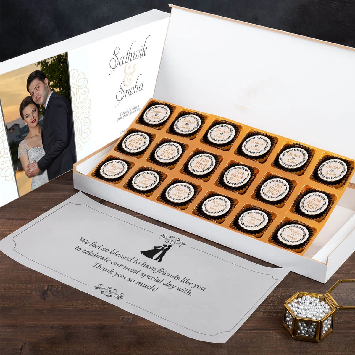 Personalized chocolate box – elegant return gift for anniversary party