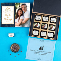 Personalised return gifts for anniversary – 9 chocolate box with custom prints