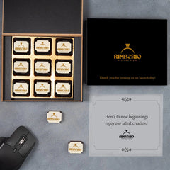Personalized chocolate box with launch message used as client appreciation gift