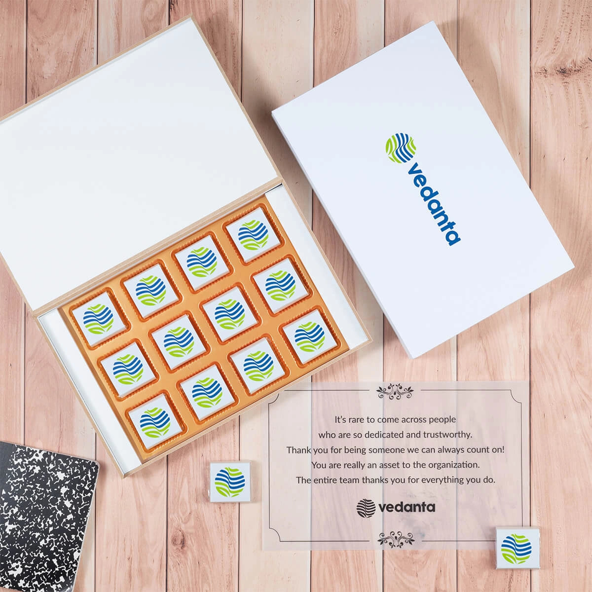 Personalized chocolate gifts customized for corporate employees