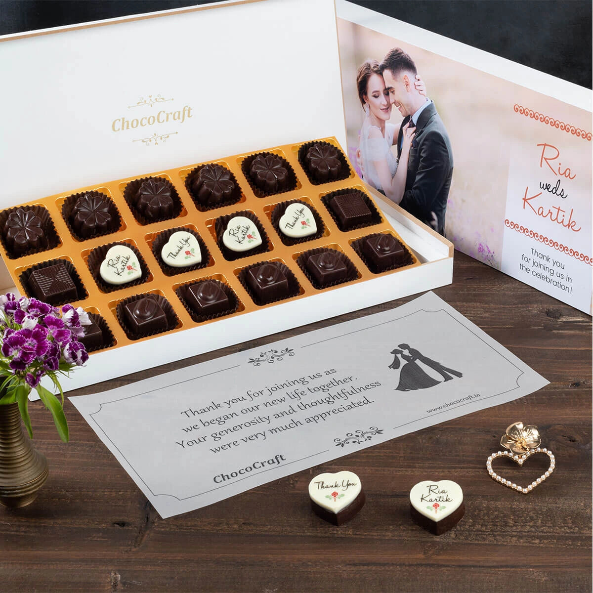 Personalized Indian wedding return gift – 18 chocolate box
