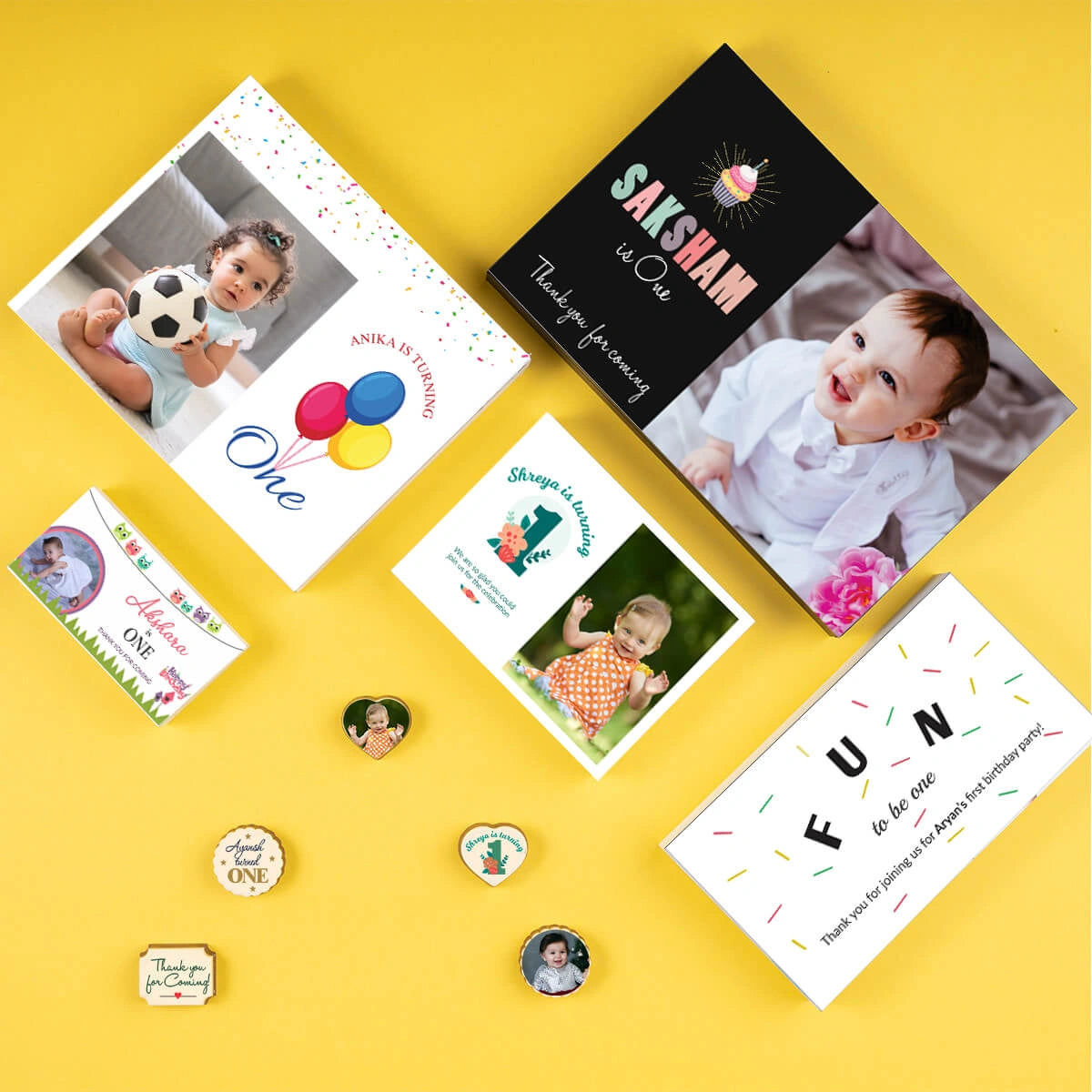 Custom message insert in personalized party favors 1st birthday