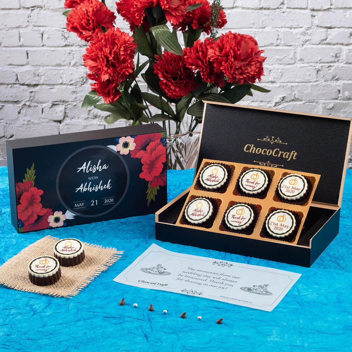 Personalized chocolate wedding favors for guests in India