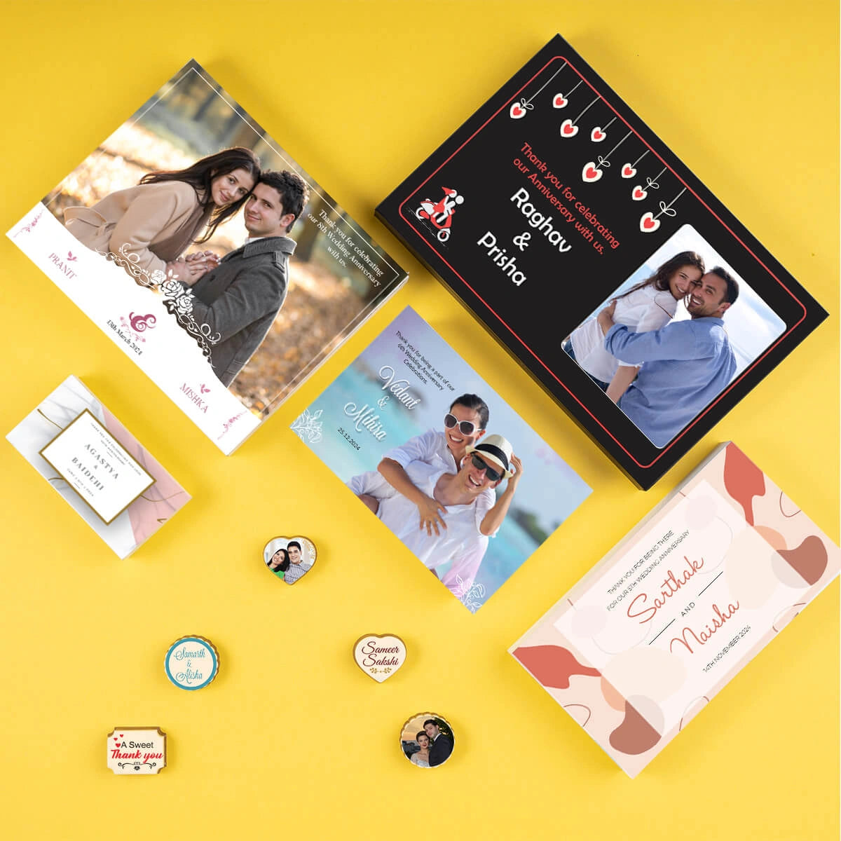 Photo chocolates in wooden box – thoughtful return gift for anniversary guests