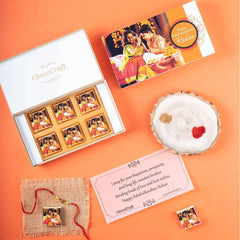 Close-up of photo-printed rakhi chocolates square