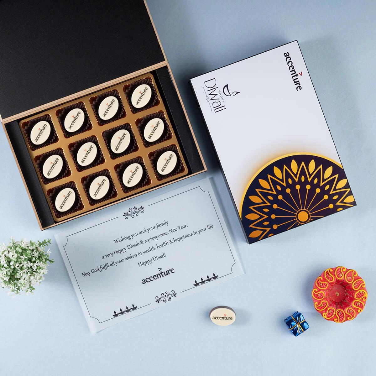 All logo-printed chocolates – ideal corporate gift item for Diwali