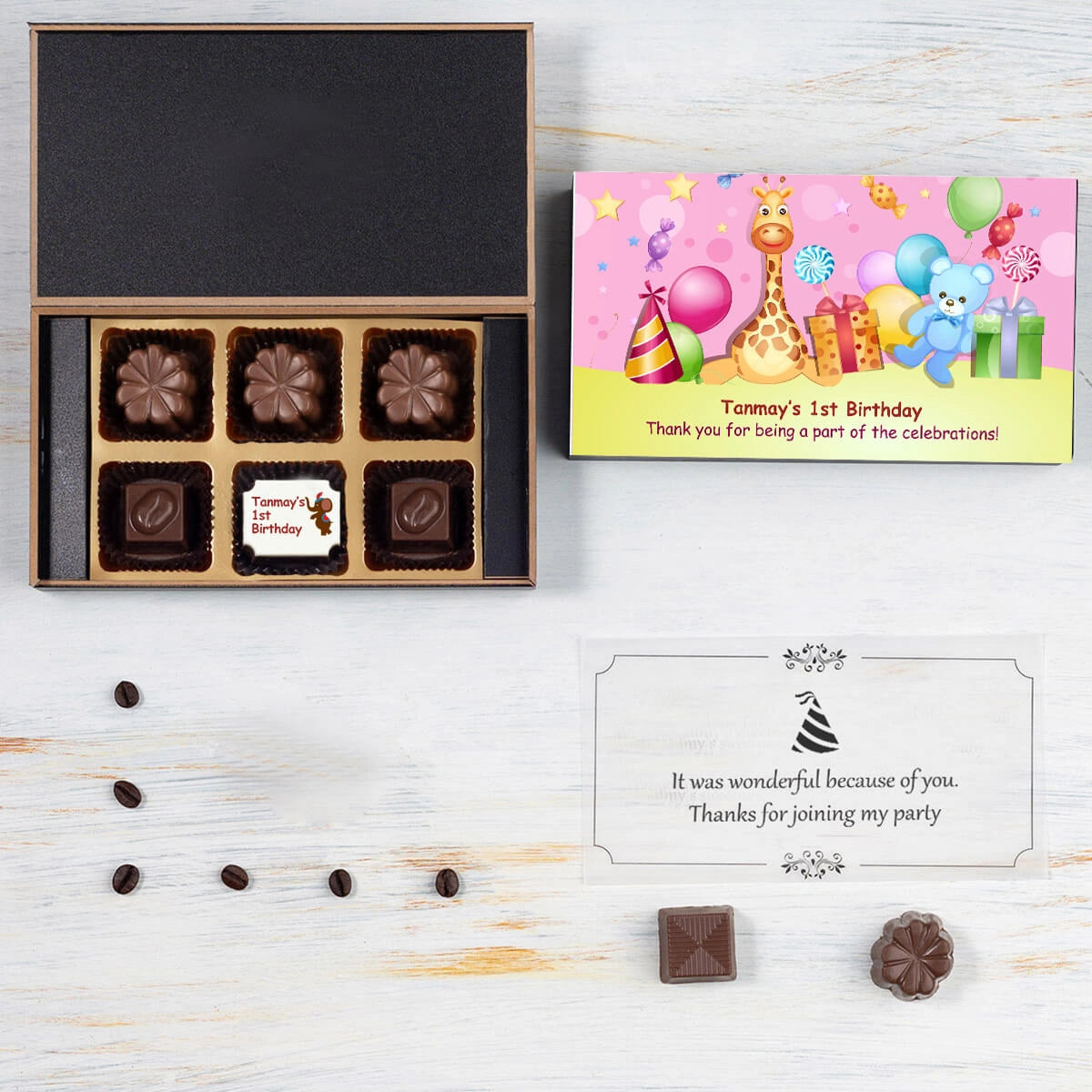 Bulk six-piece boxes with return gift ideas for 1st birthday for adults