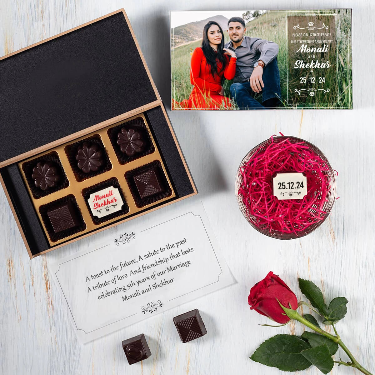Personalized save the date anniversary party in box