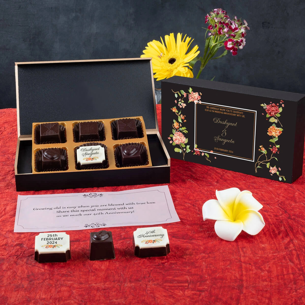 Box for save the date anniversary party chocolates