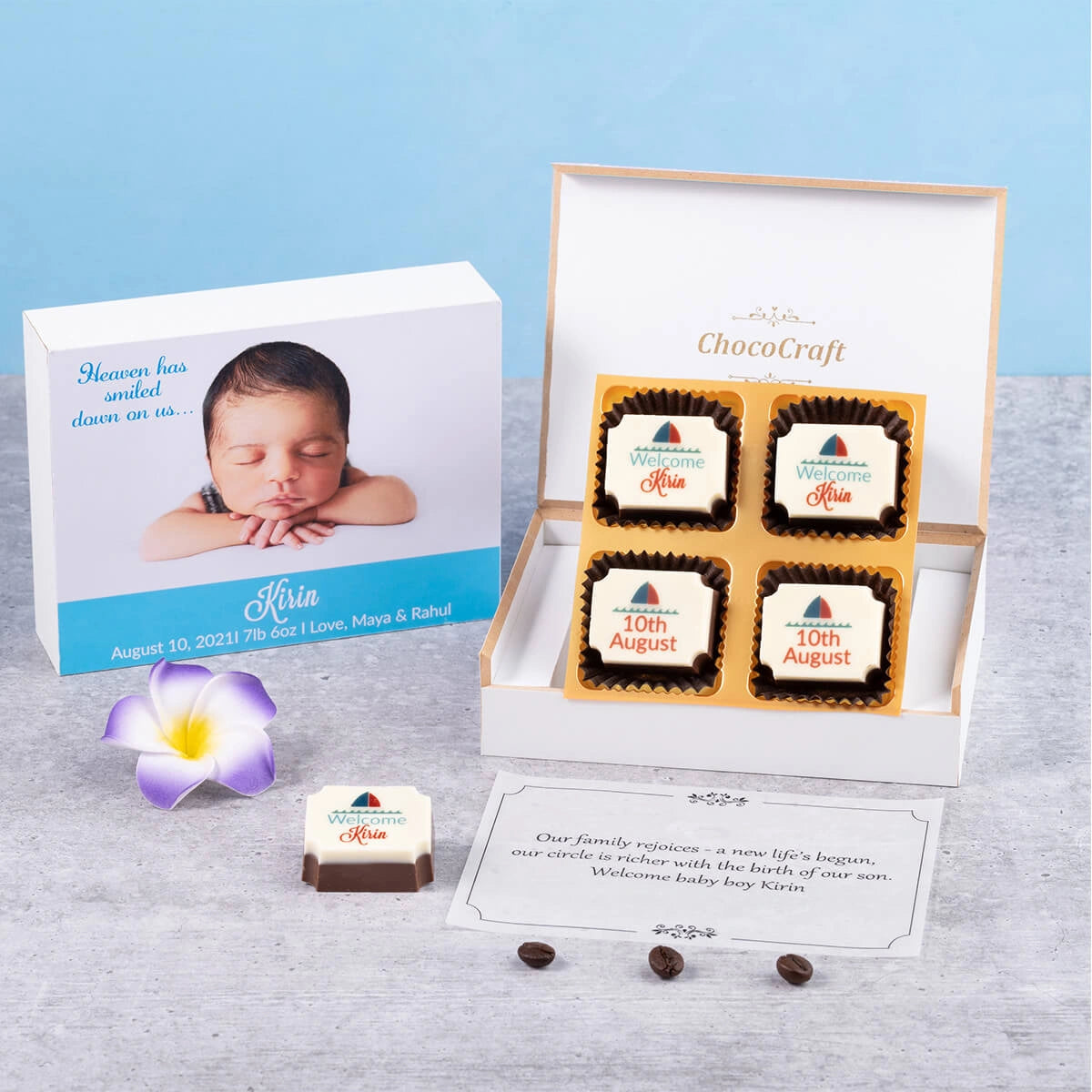ChocoCraft Birth Announcement Gift Box for Baby Boy