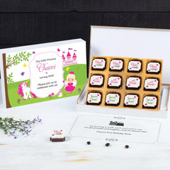 Close-up chocolate print for unique first birthday invitation card