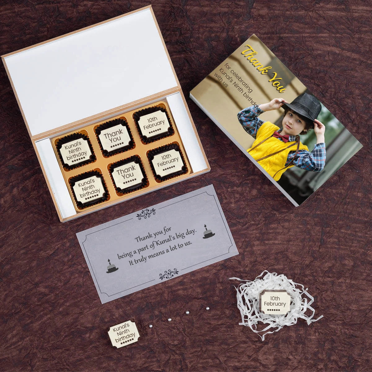Unique return gift ideas for birthday – 6 printed chocolate box in bulk
