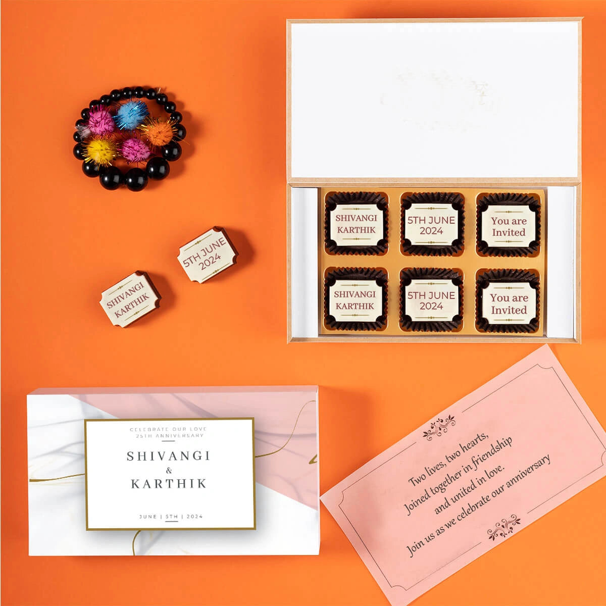 Personalized printed anniversary invitations as wedding anniversary save the date in box