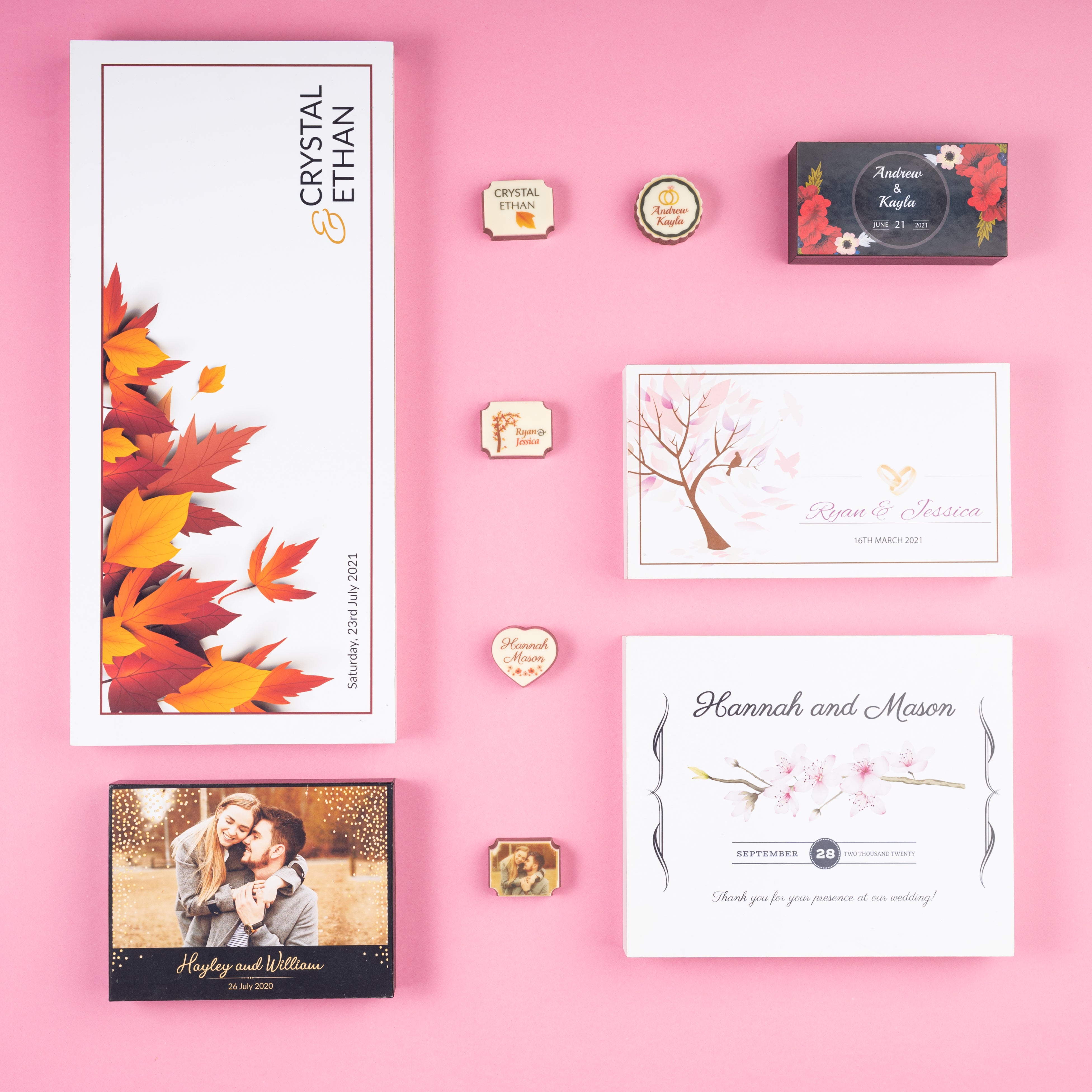 Wedding gift box with names printed for friends