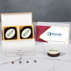White ChocoCraft gift box plus personalised butter‑paper message for employee gifts.