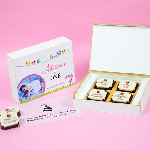 1st Birthday Return Gifts - 4 Chocolate Box - All Printed Chocolates (Minimum 10 Boxes)