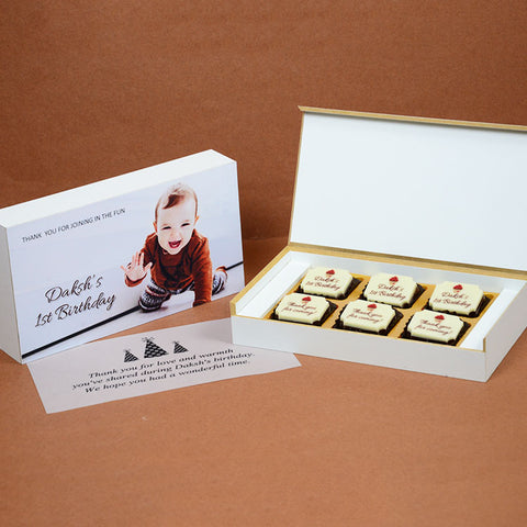 1st Birthday Return Gifts - 6 Chocolate Box - All Printed Chocolate (Sample)