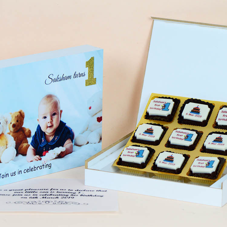 Birthday Invitations - 9 Chocolate Box - All Printed Chocolates (Sample)