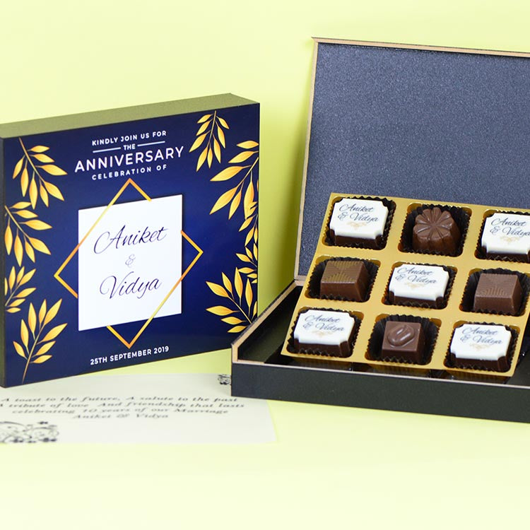 Anniversary Invitations - 9 Chocolate Box - Alternate Printed Chocolates (Sample)