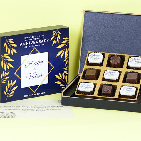 Anniversary Invitations - 9 Chocolate Box - Alternate Printed Chocolates (Sample)