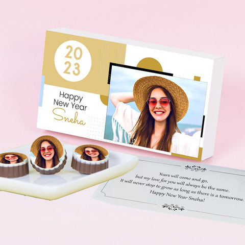 Personalised New Year 2023 Gift Box with Photo Chocolates