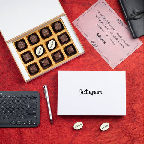 Corporate Gifts - 12 Chocolate Box - Middle Two Printed Chocolates (Free Designing)