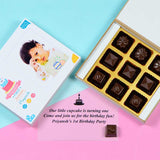 1st Birthday Invitations - 9 Chocolate Box - Assorted Chocolates (Minimum 10 Boxes)