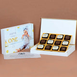 1st Birthday Invitations - 12 Chocolate Box - Alternate Printed Chocolates (Minimum 10 Boxes)