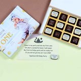 1st Birthday Invitations - 12 Chocolate Box - Alternate Printed Chocolates (Minimum 10 Boxes)