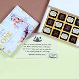 1st Birthday Invitations - 12 Chocolate Box - Alternate Printed Chocolates (Sample)
