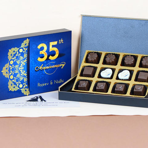 Anniversary Invitations - 12 Chocolate Box - Middle Two Printed Chocolates (Minimum 10 Boxes)