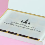 Birthday Invitations - 12 Chocolate Box - Middle Two Printed Chocolates (Minimum 10 Boxes)