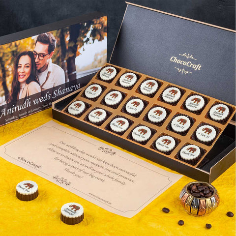 Wedding Return Gifts - 18 Chocolate Box - All Printed Chocolates (Minimum 10 Boxes)